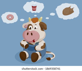 Set of illustrations with images of bulls