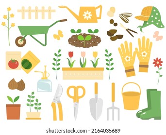 Un conjunto de ilustraciones inspiradas en la jardinería.