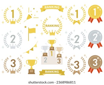 A set of illustrations inspired by rankings such as crowns and trophies.