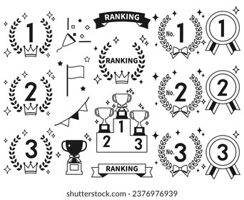 A set of illustrations inspired by rankings such as crowns and trophies.