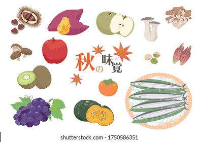 A set of illustrations of Japanese autumn taste.
Japanese means autumn taste