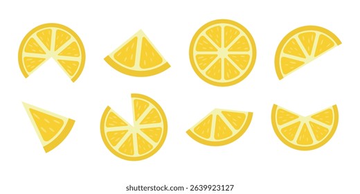 Set of illustrations of lemon slices.