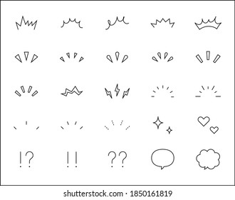 Un conjunto de ilustraciones de líneas que muestran líneas concentradas, conciencia, inspiración, rayos solares, rayos solares, sorpresas, etc.