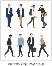Un conjunto de ilustraciones de hombres caminando.
