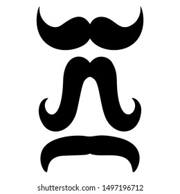Set of illustrations of moustaches. Design element for poster, emblem, sign, logo, label. Vector illustration