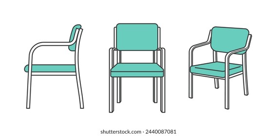 Set of illustrations of nursing chairs with armrests