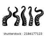 Set of illustrations of octopus tentacles. Design elements for logo, label, sign, t shirt. Vector illustration