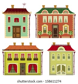 conjunto de ilustraciones de casas antiguas