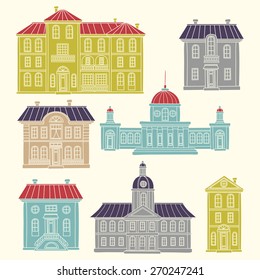 set of illustrations from old houses