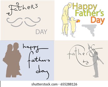 Set of illustrations on the theme of the father's day