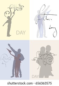 Set of illustrations on the theme of father's day