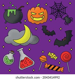 A set of illustrations on the theme of Halloween