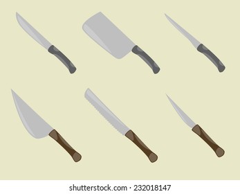 Set of illustrations on the theme of knives