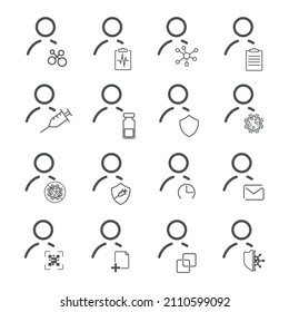 
A set of illustrations on the theme of a medical examination. Diagnosis of coronovirus infection.