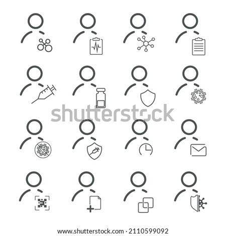 
A set of illustrations on the theme of a medical examination. Diagnosis of coronovirus infection.