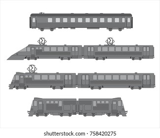 A set of illustrations on the theme of the passenger railway