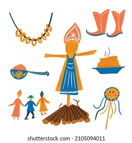 conjunto de ilustraciones sobre el tema de Shrovetide