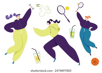 Un conjunto de ilustraciones sobre el tema de los deportes.