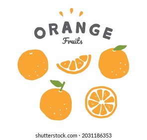 A set of illustrations of orange doodles.
These illustrations have elements of fruit, citrus, half, cut, food, juicy, etc.