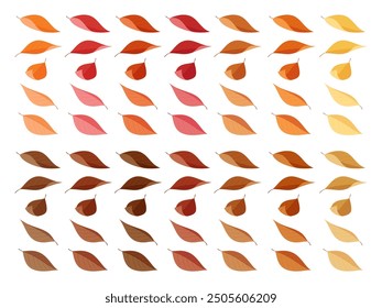 A set of illustrations of ordinary fallen leaves_Autumn leaves and dead leaves_Flat