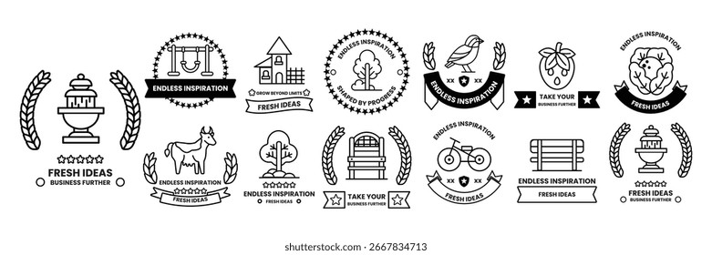 A Set of illustrations in Parks and public spaces concept in line style