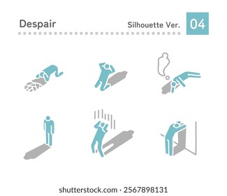 A set of illustrations of people in despair