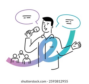 Set of illustrations people are holding a workshop. Workflow, growth, graphics. Business development, milestones, start-up. linear illustration Icons infographics. Landing page site print poster. Line