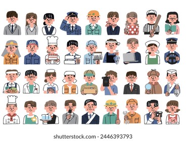 Set of illustrations of people in various occupations