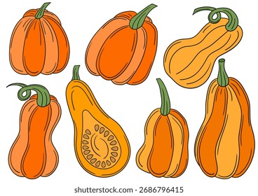 Conjunto de ilustrações para postais, folhetos, banners