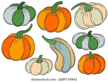 Set of illustrations for postcards, flyers, banners