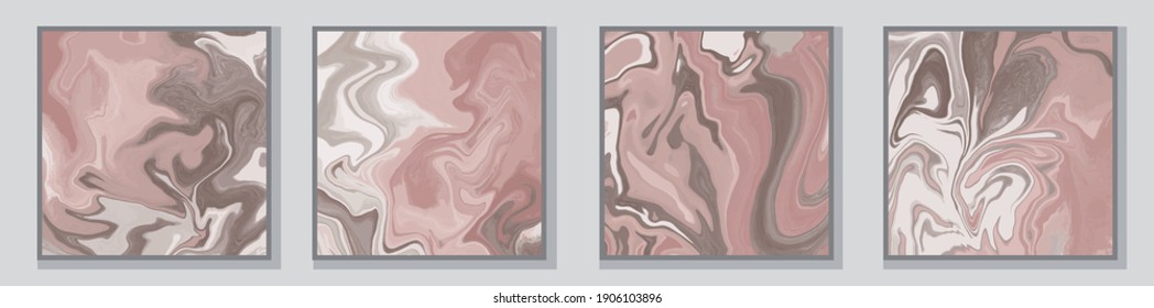 Set of illustrations. Posters. Poster templates. Illustrations in the style of fluid art. Paints. Drawings by paints. Watercolor brush strokes. Patterns. Abstract image. Acrylic paints.