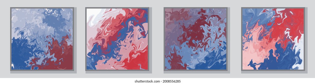 Set of illustrations. Posters. Poster templates. Illustrations in the style of fluid art. Paints. Drawings by paints. Watercolor brush strokes. Patterns. Abstract image. Acrylic paints.