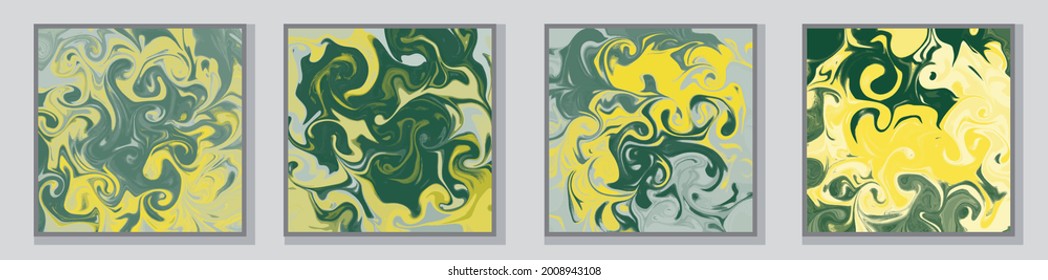 Conjunto de ilustraciones. Carteles. Plantillas de póster. Ilustraciones al estilo de arte fluido. Pinturas. Dibujos con pinturas. Atracciones de pincel de color de agua. Patrones. Imagen abstracta. Pinturas acrílicas.