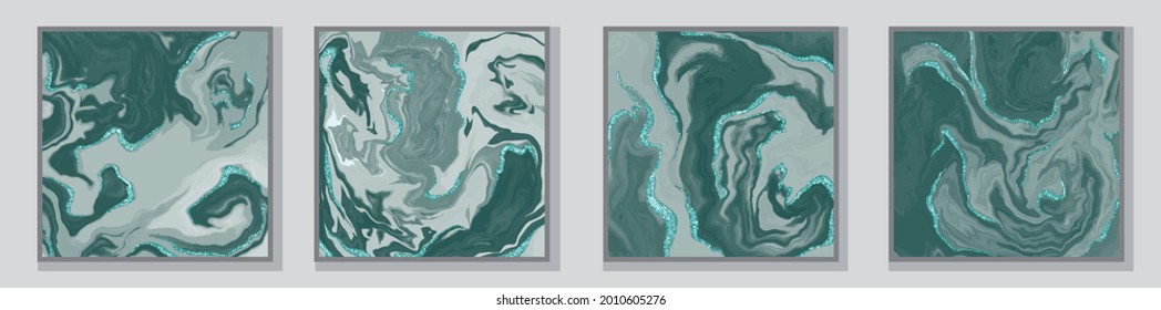 Set of illustrations. Posters. Poster templates. Illustrations in the style of fluid art. Paints. Drawings by paints. Watercolor brush strokes. Patterns. Abstract image. Acrylic paints.