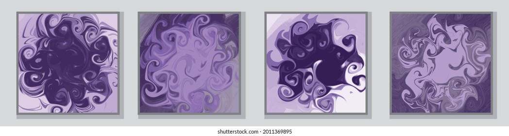 Set of illustrations. Posters. Poster templates. Illustrations in the style of fluid art. Paints. Drawings by paints. Watercolor brush strokes. Patterns. Abstract image. Acrylic paints.
