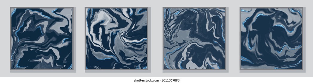 Set of illustrations. Posters. Poster templates. Illustrations in the style of fluid art. Paints. Drawings by paints. Watercolor brush strokes. Patterns. Abstract image. Acrylic paints.