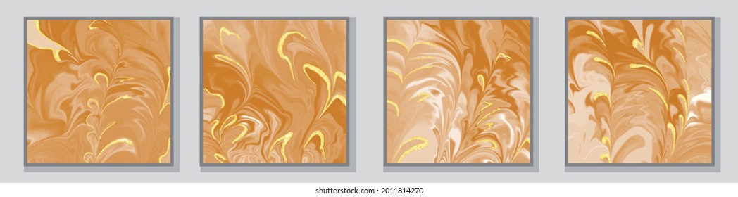 Set of illustrations. Posters. Poster templates. Illustrations in the style of fluid art. Paints. Drawings by paints. Watercolor brush strokes. Patterns. Abstract image. Acrylic paints.