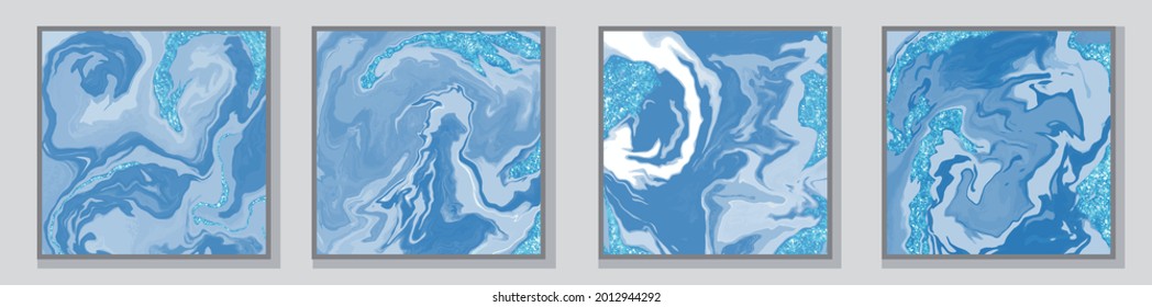 Set of illustrations. Posters. Poster templates. Illustrations in the style of fluid art. Paints. Drawings by paints. Watercolor brush strokes. Patterns. Abstract image. Acrylic paints.