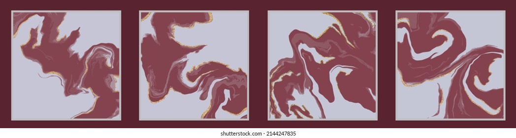 Set of illustrations. Posters. Poster templates. Illustrations in the style of fluid art. Paints. Drawings by paints. Watercolor brush strokes. Patterns. Abstract image. Acrylic paints.