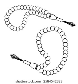 set of illustrations of prayer beads, a symbol of Islam