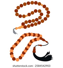 set of illustrations of prayer beads, a symbol of Islam
