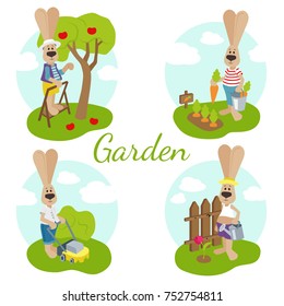 Set of illustrations with rabbit.