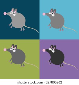 Set of illustrations with rats in flat design