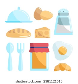 Conjunto de ilustraciones relacionadas con el desayuno