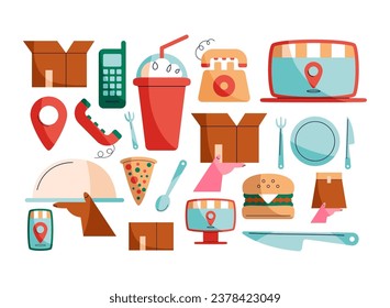 
conjunto de ilustraciones relacionadas con la entrega