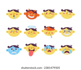 Set of illustrations related to emoticons