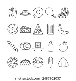 Set of illustrations related to food