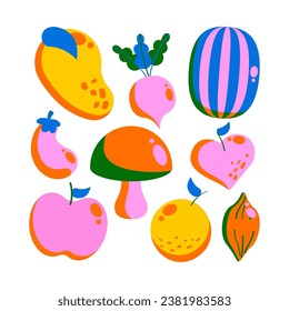 Set of illustrations related to fruits