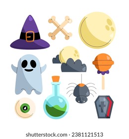 Set of illustrations related to halloween
