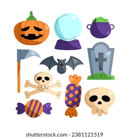 Set of illustrations related to halloween